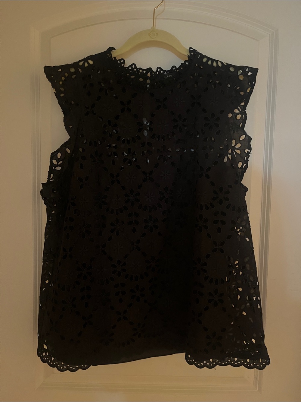 J. Crew Black Eyelet Lace Sleeveless Blouse
